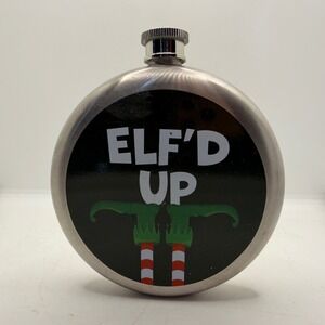 Elf'd Up Stainless Steel Hip Flask 10oz Funny Christmas Holiday Gift‎